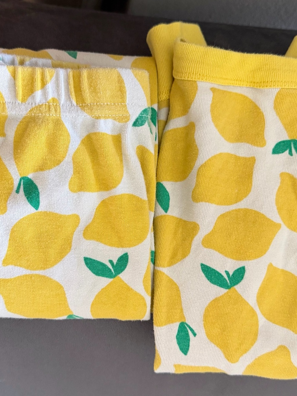 Kids Lemon Print Pajama Set - Yellow and White - Size 6-7